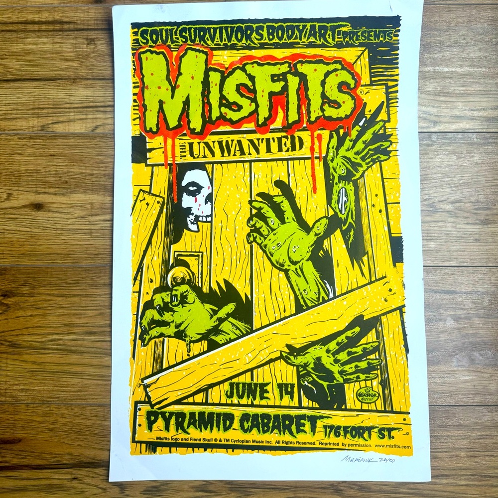 Music Poster~ MISFITS: New Jersey Punk Rock Band ~ Soul Survivor Body Art~Signed